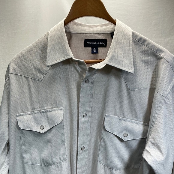 Panhandle Slim Western Shirt Diamond Pattern Snap Button Front L 16‎ 1/2 35 - Picture 2 of 11